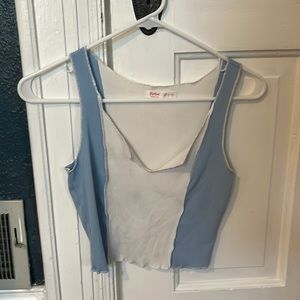 White and blue patch wear tank top
